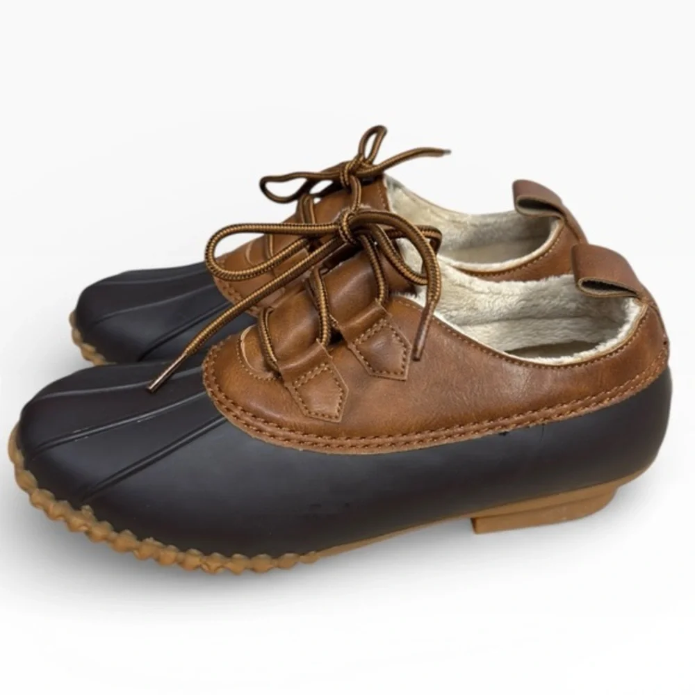 JBU by Jambu Glenda Duck Shoes Brown Black Waterproof Faux Fur Size 7.5